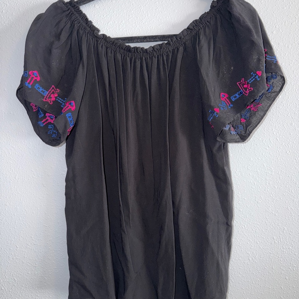 Parker Black Blouse with Pink Embroidery - Picture 5 of 7